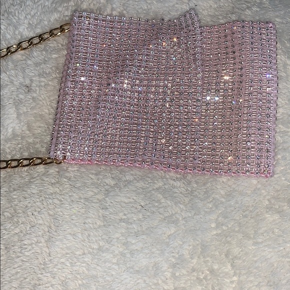 NEW LF trendy sparkle pink mini shoulder bag gold - Picture 5 of 6